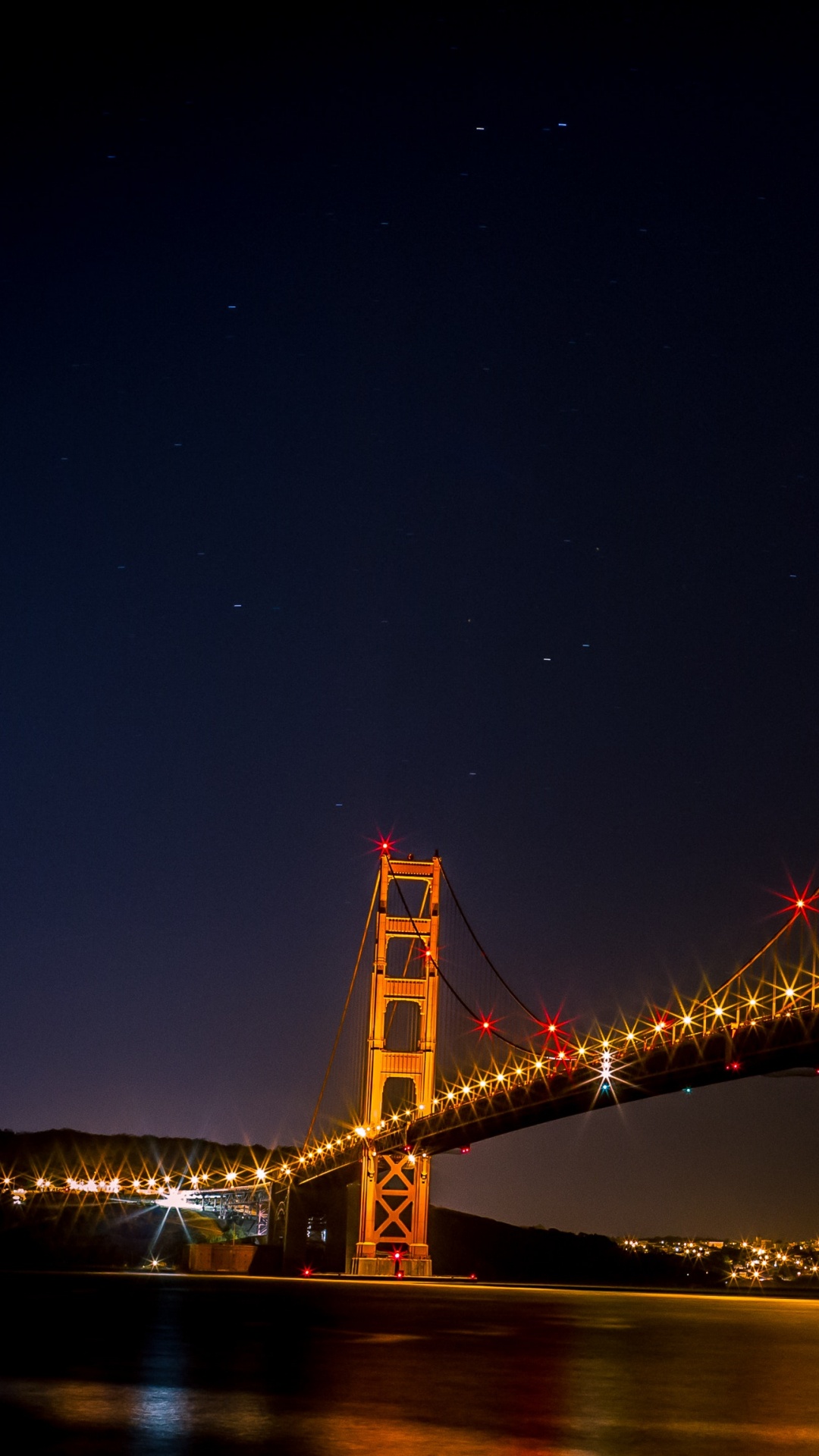 Golden Gate Bridge Bei Nacht Night. Wallpaper in 1080x1920 Resolution