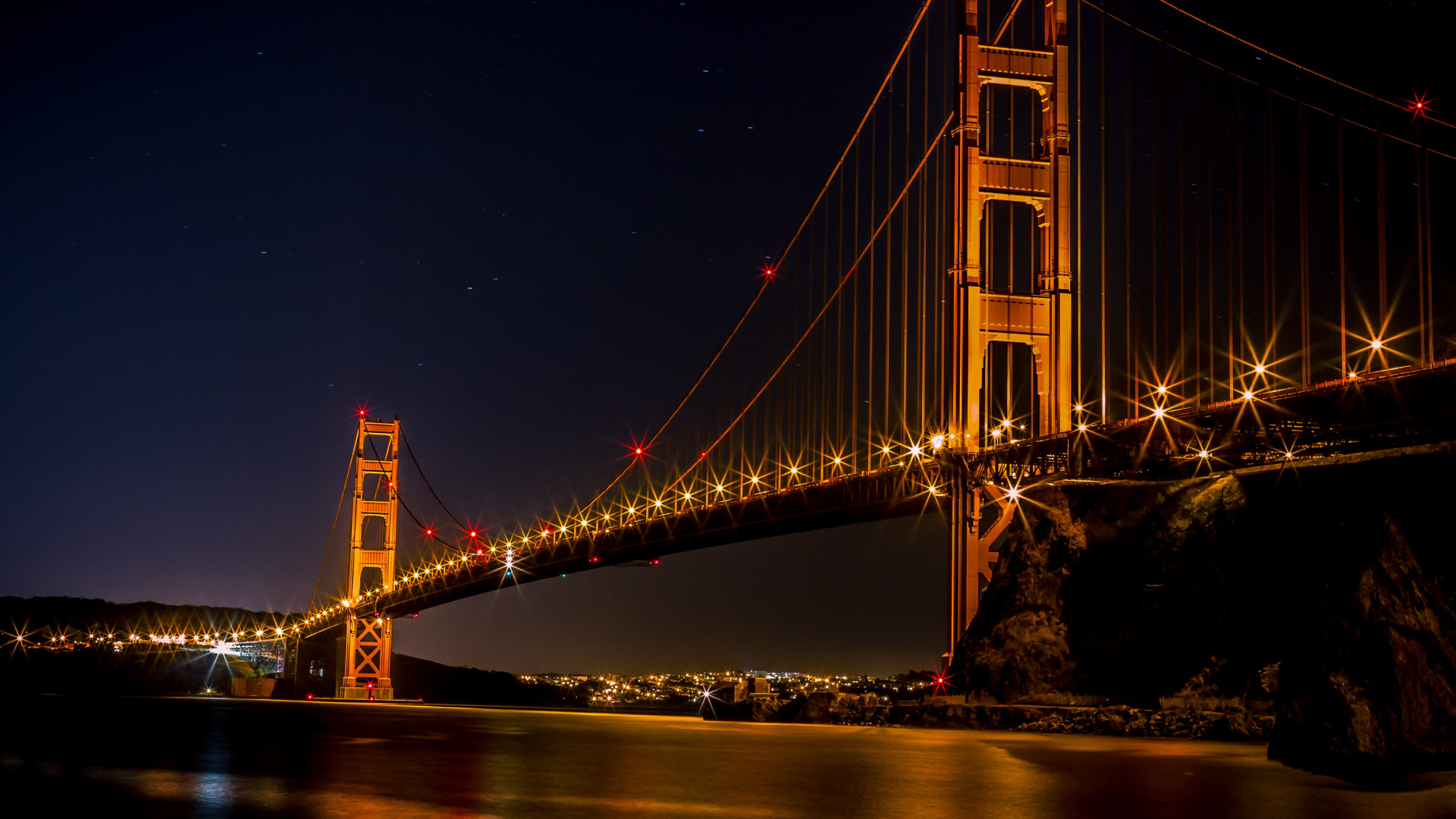 Golden Gate Bridge Bei Nacht Night. Wallpaper in 1920x1080 Resolution