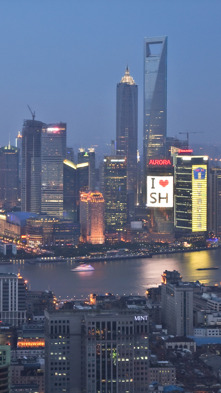 Skyline Der Stadt Bei Nacht Night. Wallpaper in 750x1334 Resolution