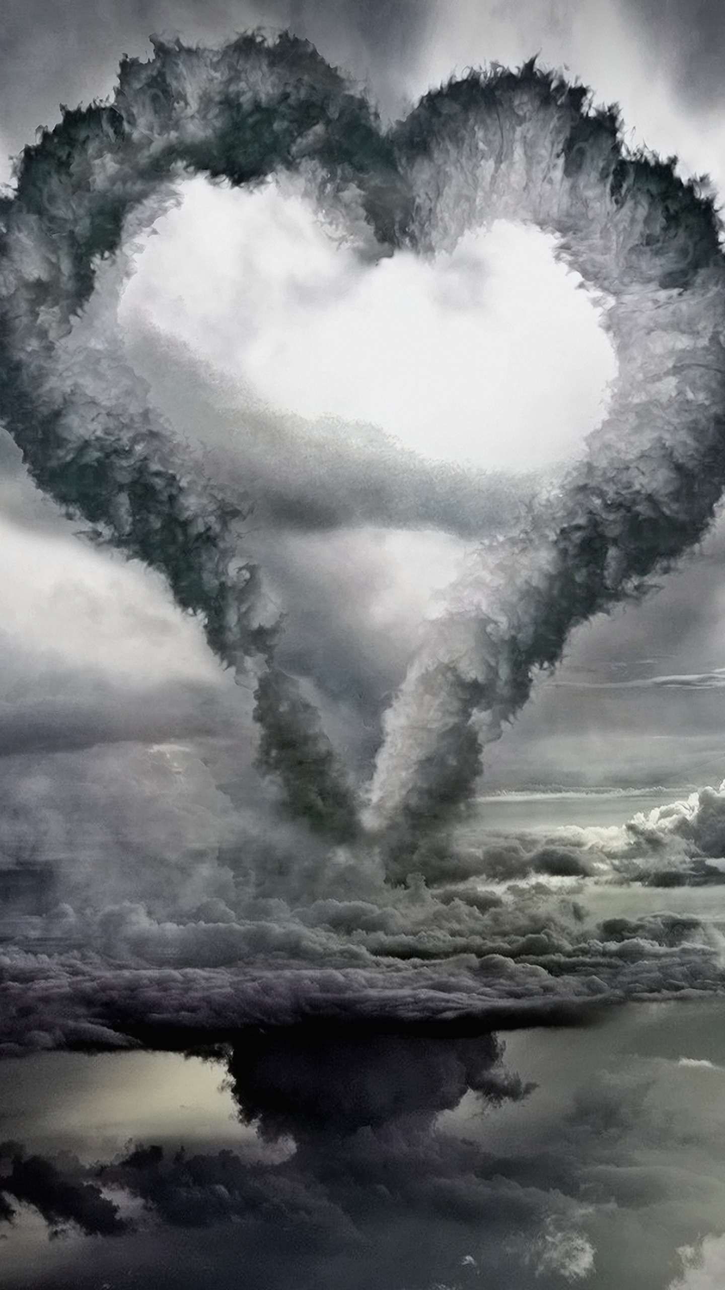 Natur, Cloud, Liebe, Herzen, Wasser. Wallpaper in 1440x2560 Resolution