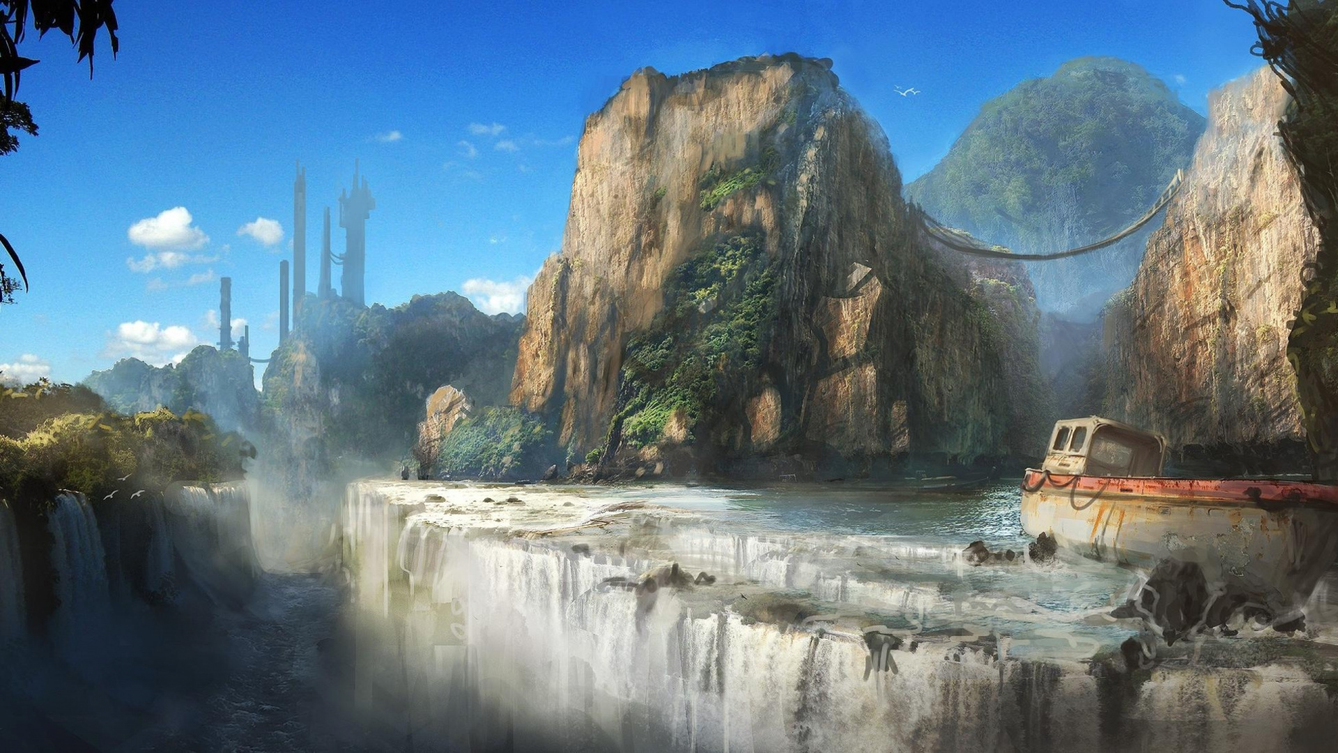 Brown Rock Formation Near Body of Water During Daytime. Wallpaper in 1920x1080 Resolution