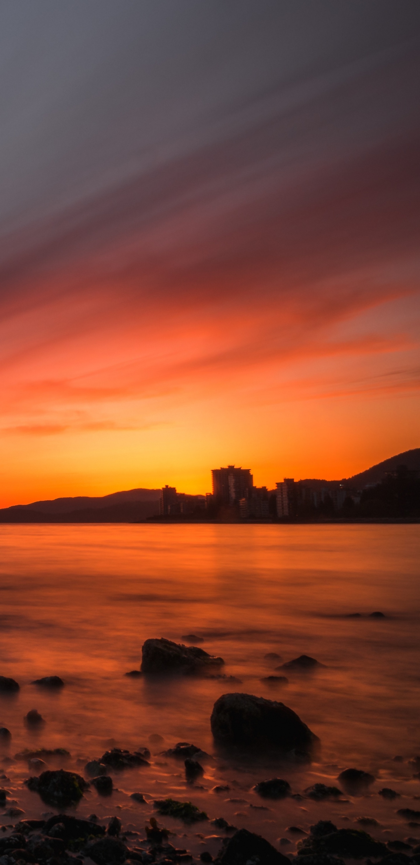 Sonnenuntergang, Meer, Horizont, Ufer, Afterglow. Wallpaper in 1440x2960 Resolution