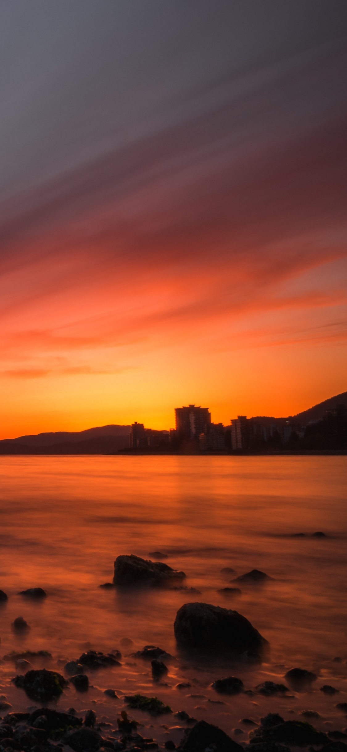 Sunset, Sea, Horizon, Shore, Afterglow. Wallpaper in 1125x2436 Resolution