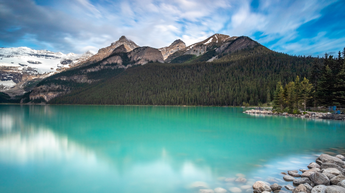 Lake Louise, See, Banff, Gewässer, Naturlandschaft. Wallpaper in 1366x768 Resolution