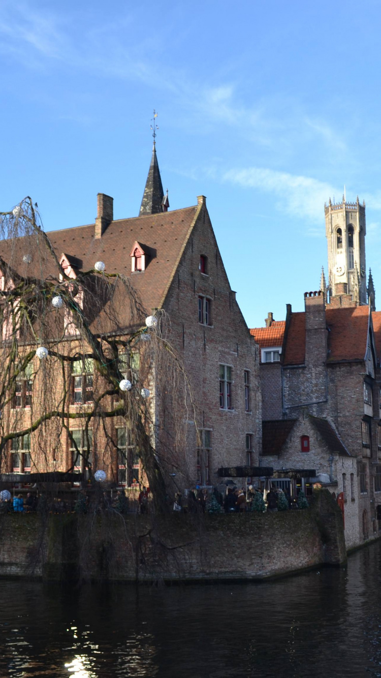 Bâtiment en Béton Brun à Côté D'un Plan D'eau Pendant la Journée. Wallpaper in 750x1334 Resolution