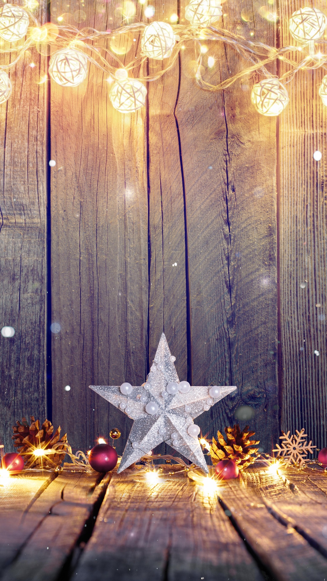 Le Jour De Noël, Les Lumières de Noël, Hiver, Décoration de Noël, Neige. Wallpaper in 1080x1920 Resolution