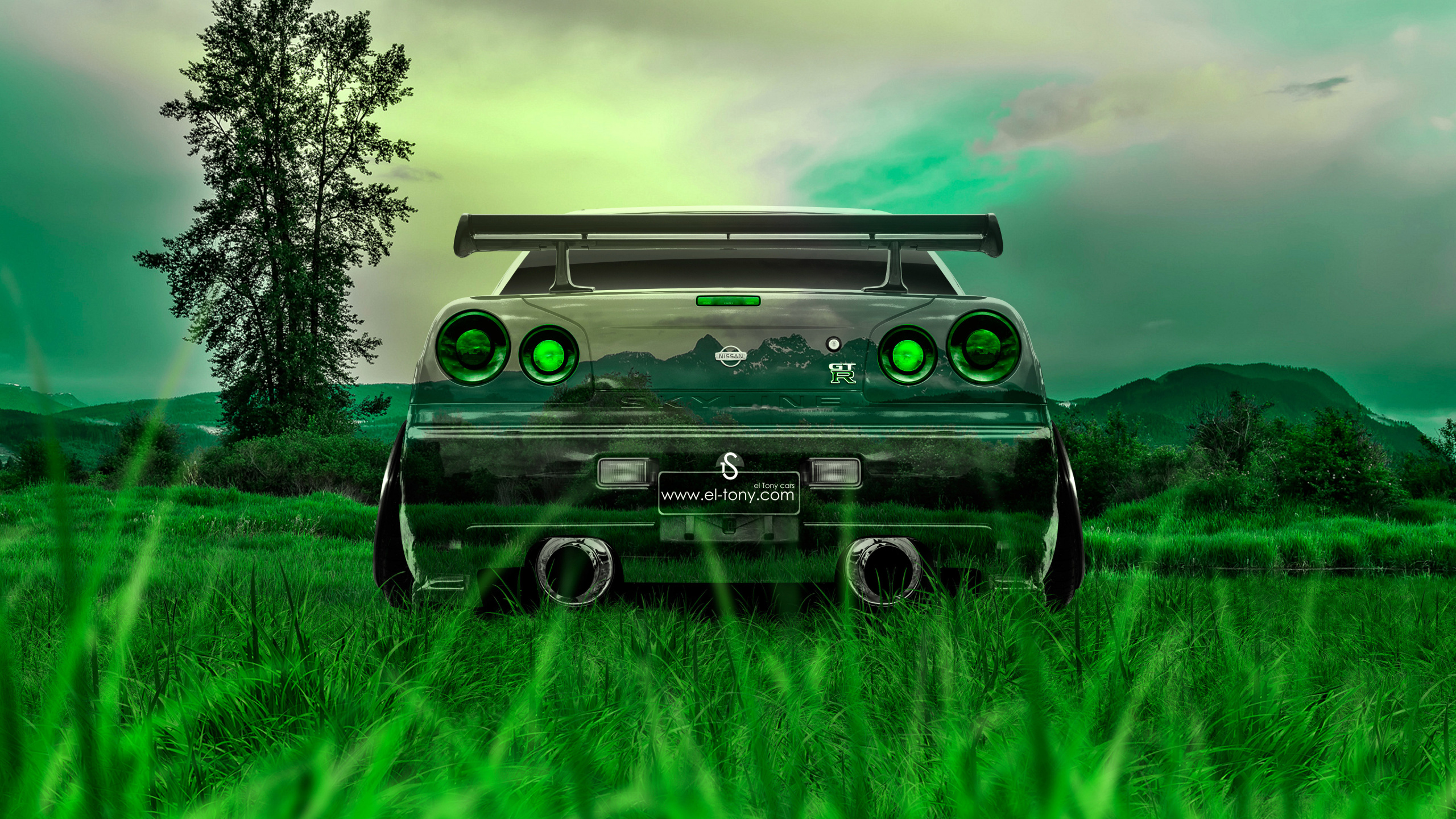 Green Chevrolet Camaro on Green Grass Field During Daytime. Wallpaper in 2560x1440 Resolution
