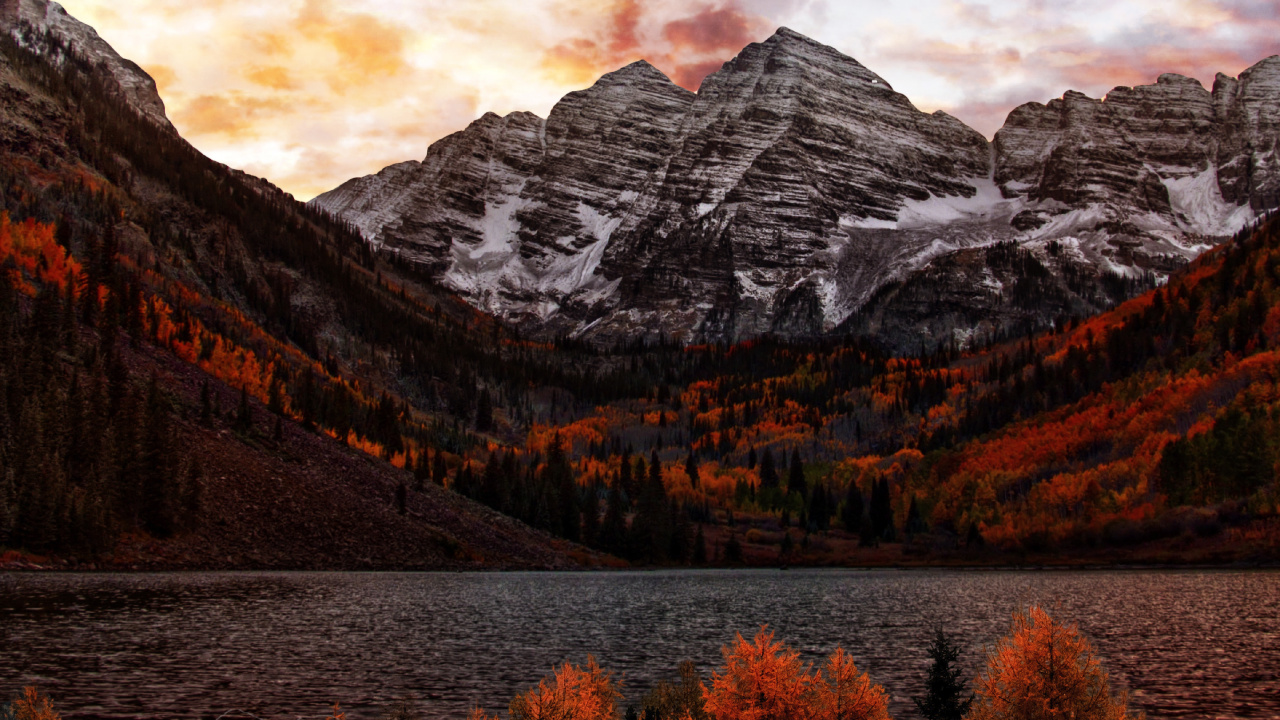 生态区, 自然景观, 余辉, 高地, 落叶松 壁纸 1280x720 允许