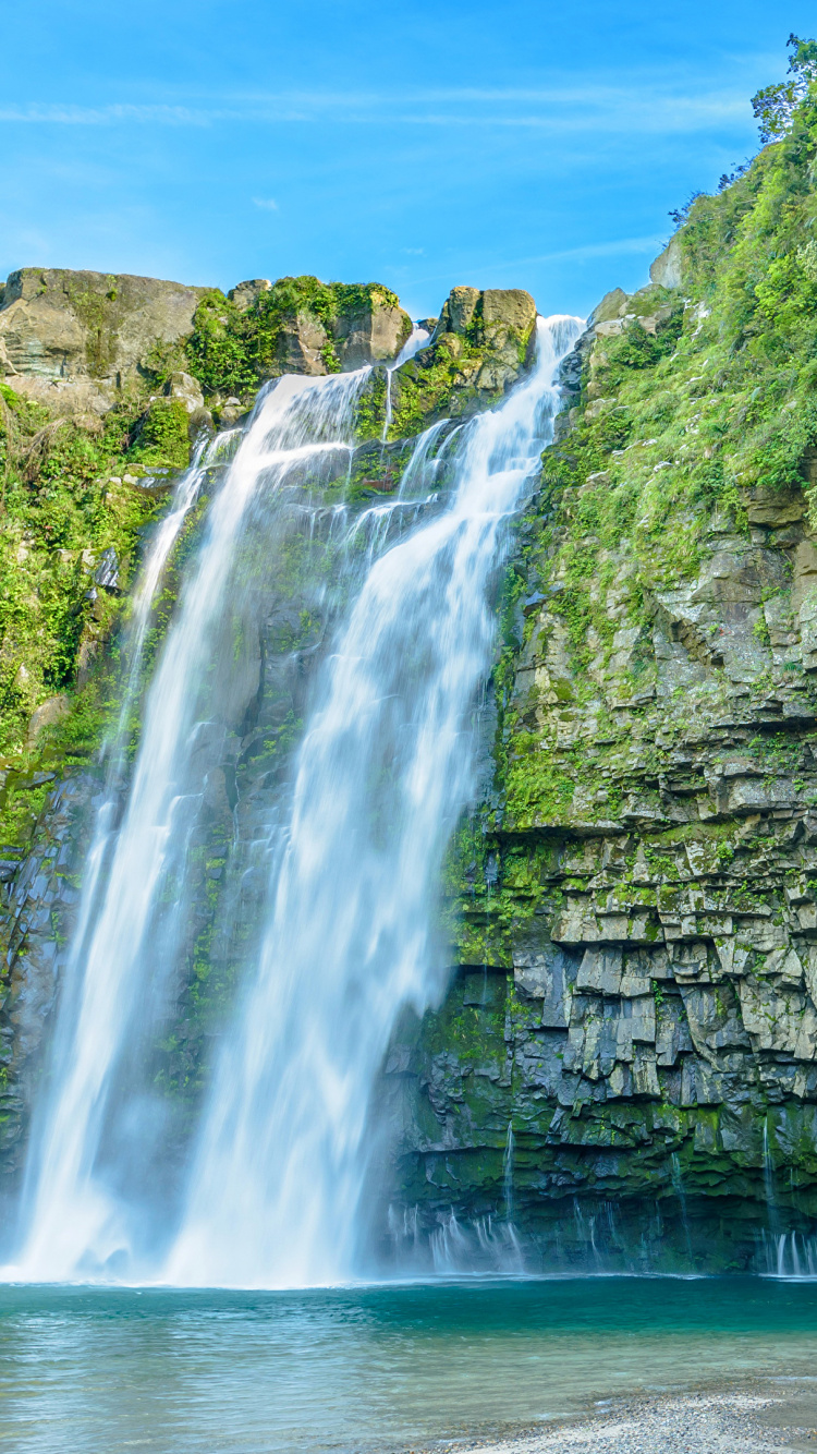 Water Falls on Rocky Mountain During Daytime. Wallpaper in 750x1334 Resolution
