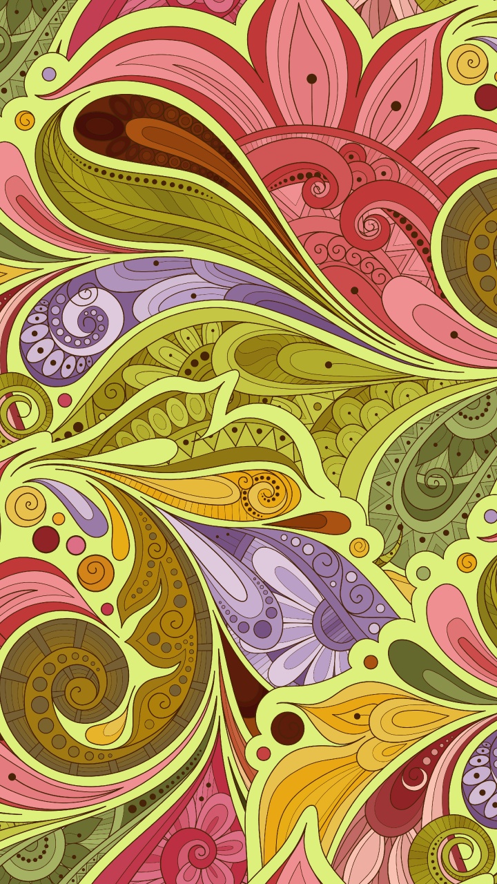 Peinture Abstraite Verte Rose et Jaune. Wallpaper in 720x1280 Resolution