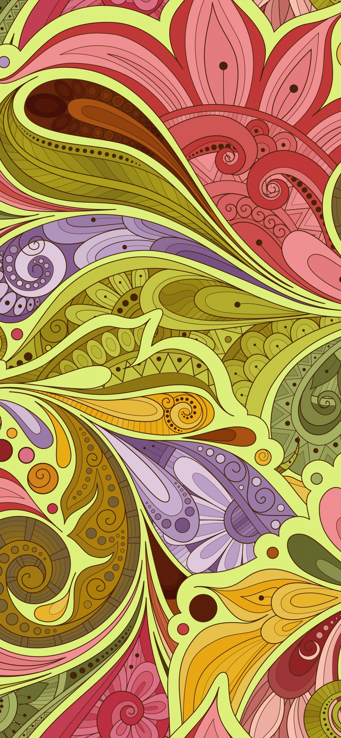 Pintura Abstracta Verde Rosa y Amarillo. Wallpaper in 1125x2436 Resolution