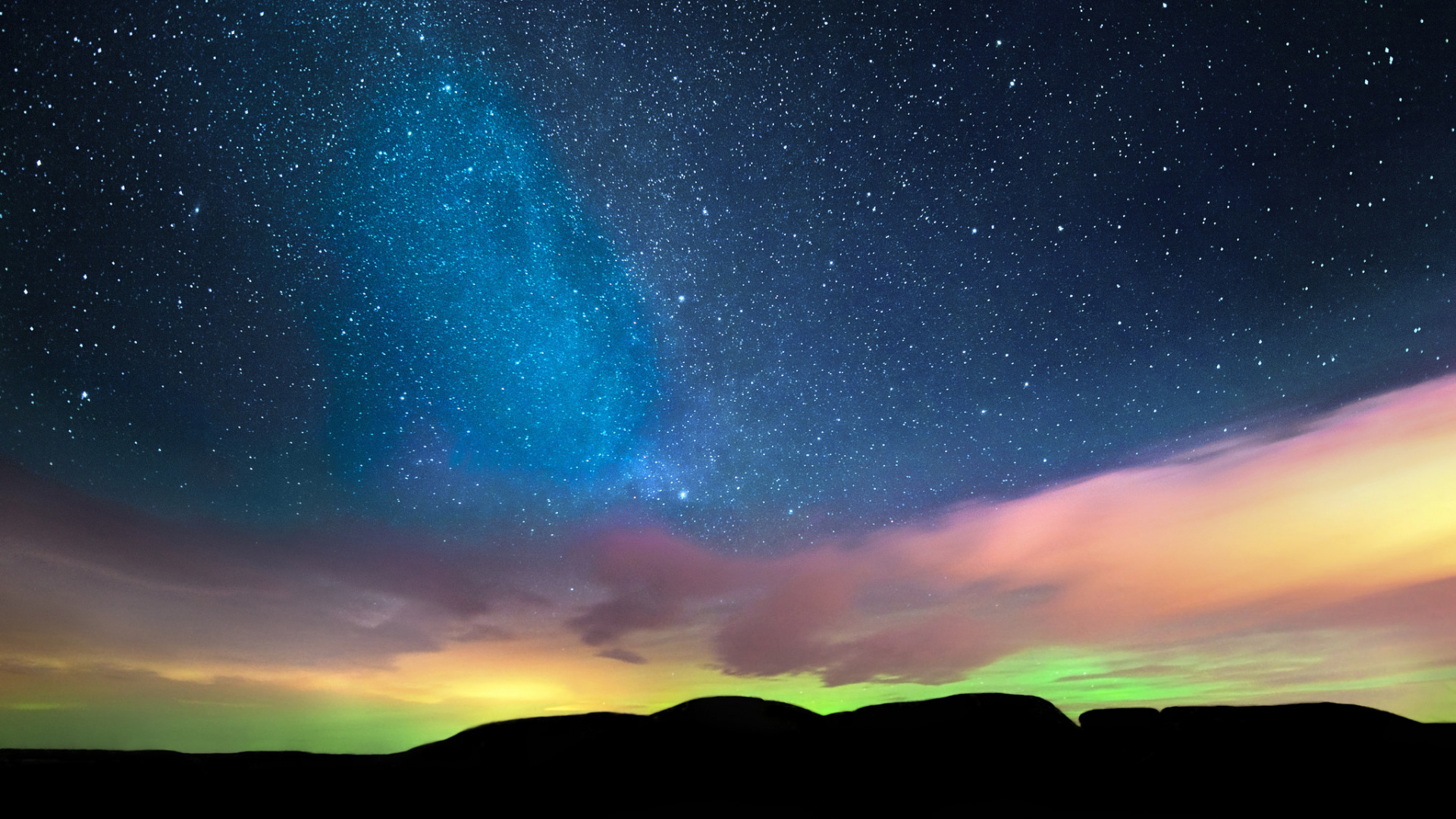 Silhouette of Mountain Under Blue Sky During Night Time. Wallpaper in 1920x1080 Resolution