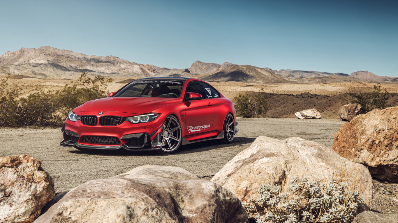 Red Bmw m 3 on Rocky Mountain During Daytime. Wallpaper in 1366x768 Resolution
