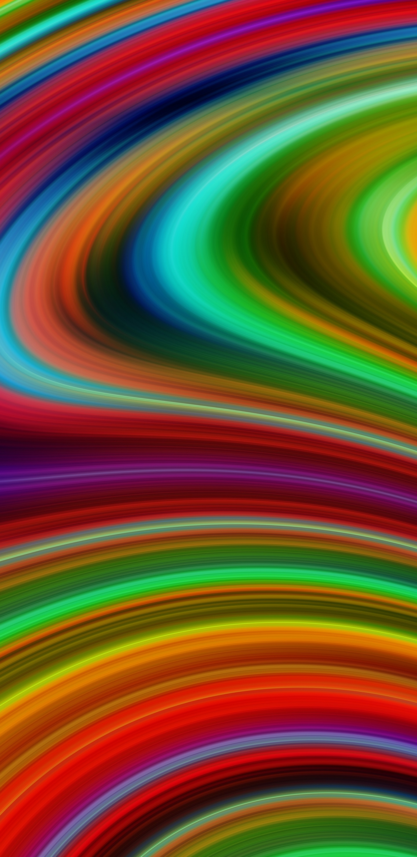 Peinture Abstraite Verte Orange et Bleue. Wallpaper in 1440x2960 Resolution