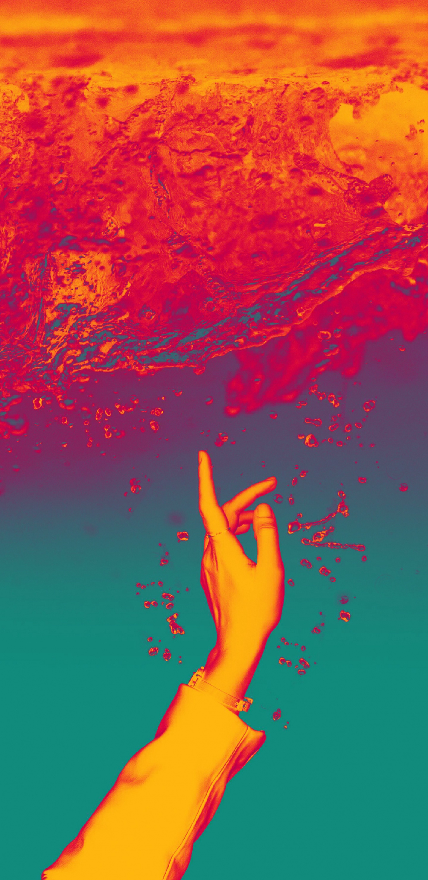 Persons Hand With Blue and Red Background. Wallpaper in 1440x2960 Resolution