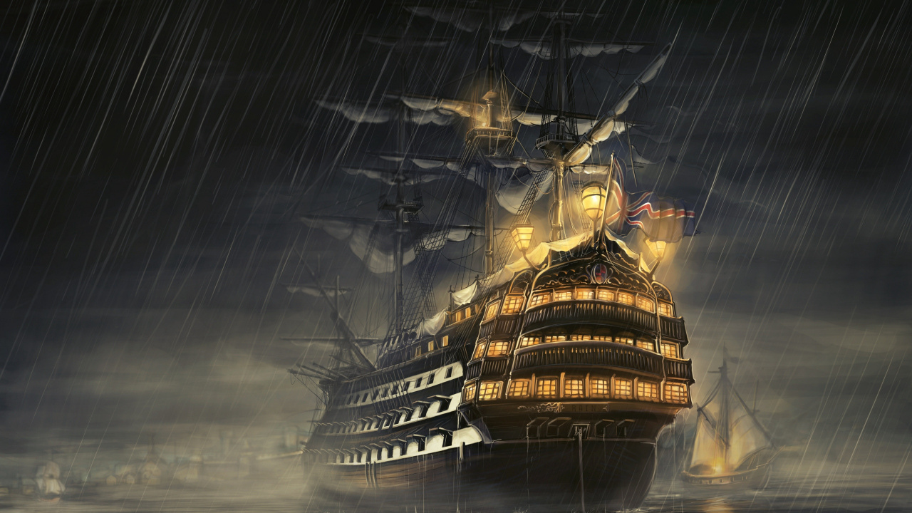 马尼拉大帆船, 船舶线路, 东indiaman, 幽灵船, 旗舰 壁纸 1280x720 允许