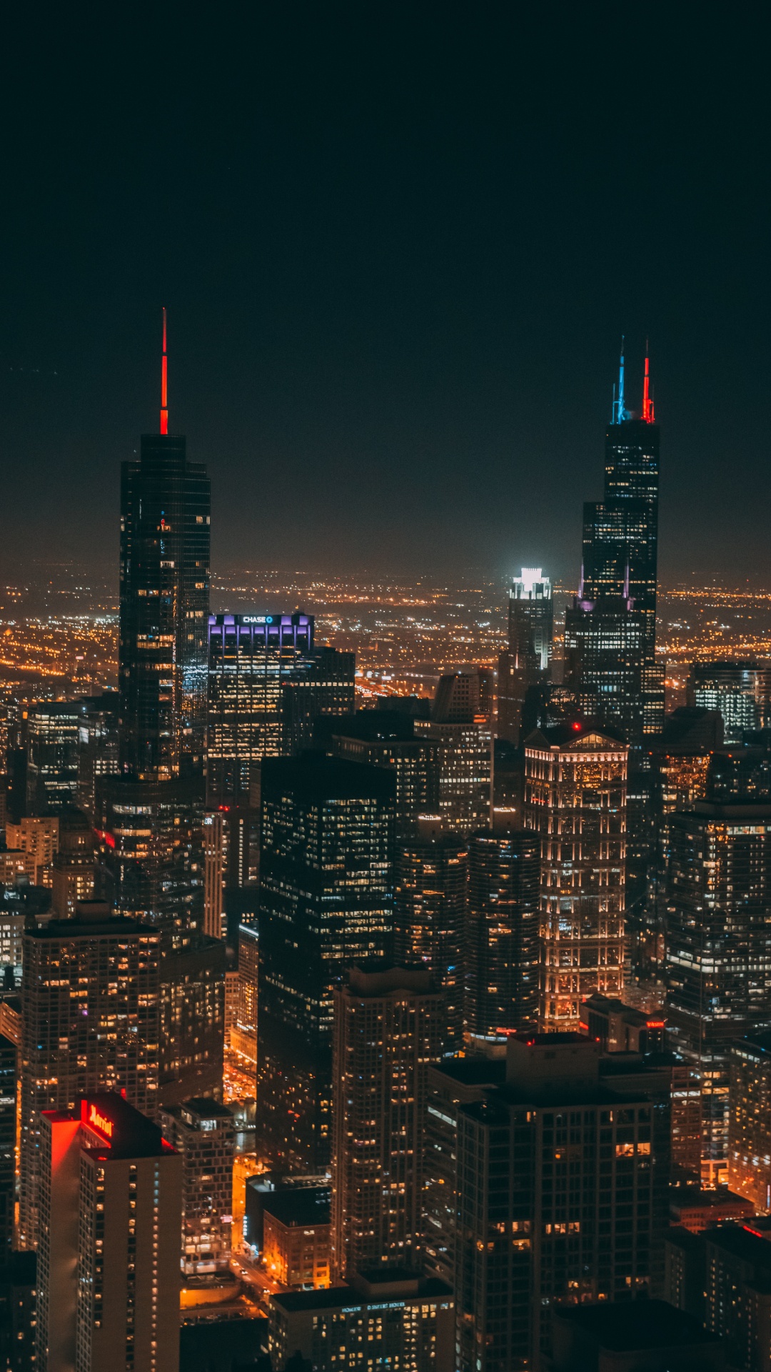 Skyline Der Stadt Bei Nacht Night. Wallpaper in 1080x1920 Resolution