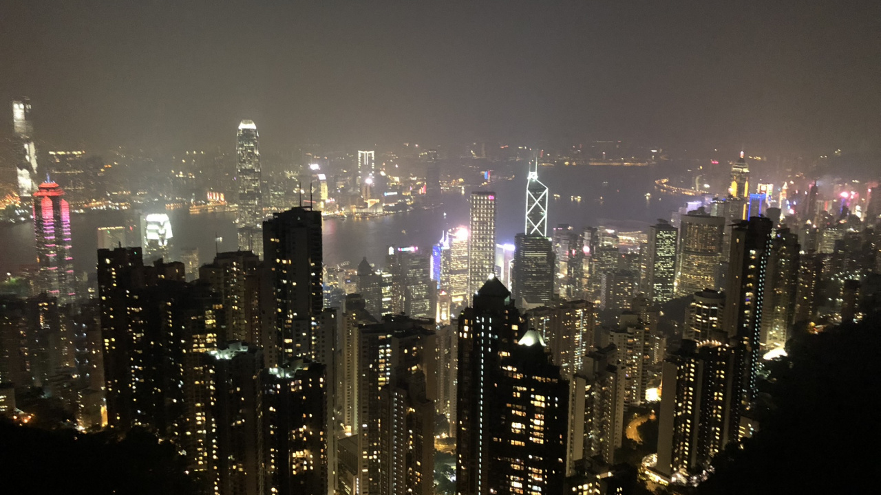 Hongkong, Victoria Harbour, Nacht, Tower Block, Metropole. Wallpaper in 1280x720 Resolution