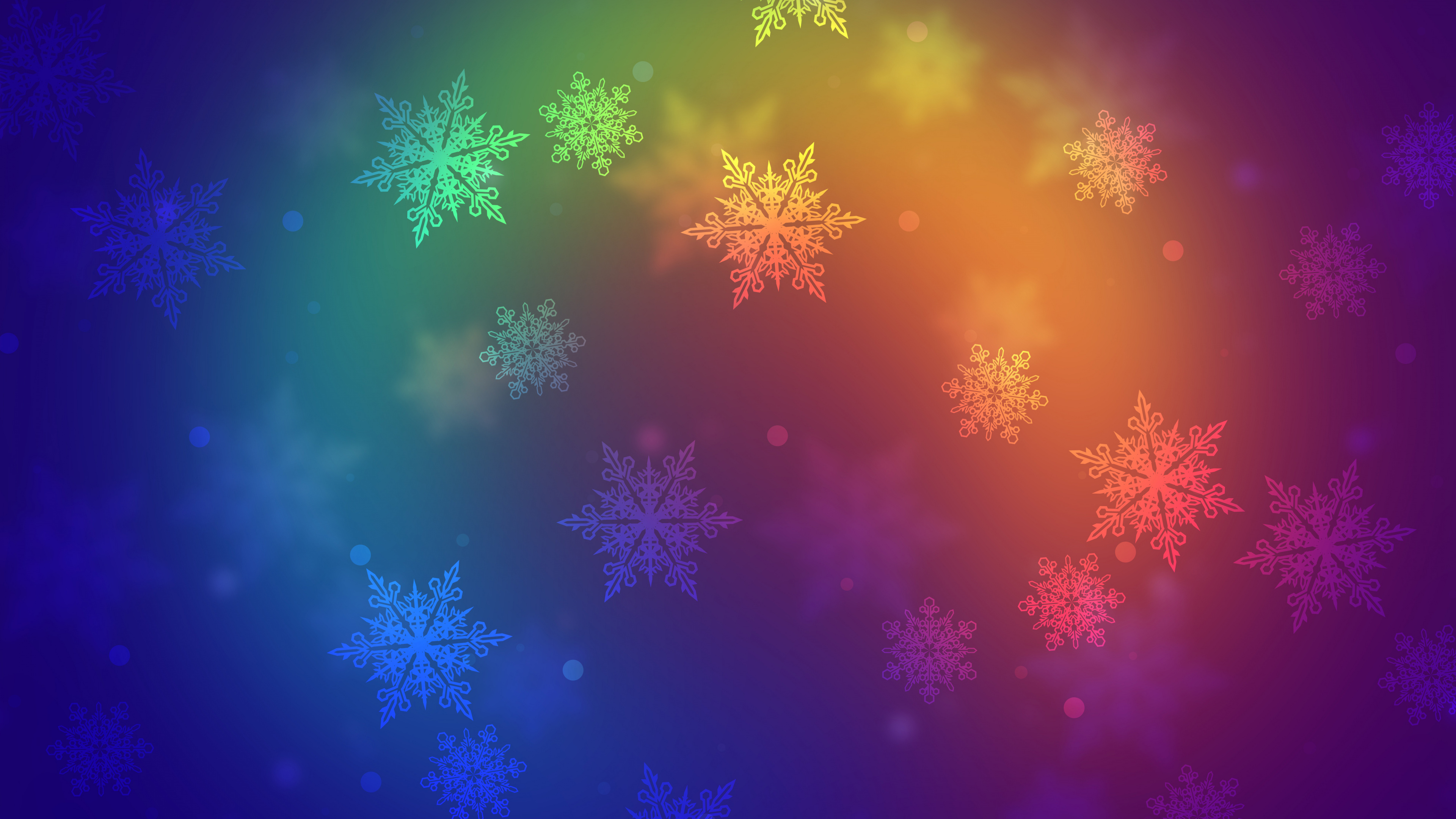 Colorful Snowflakes, Snowflake, Rainbow, Color Gradient, Water. Wallpaper in 3840x2160 Resolution