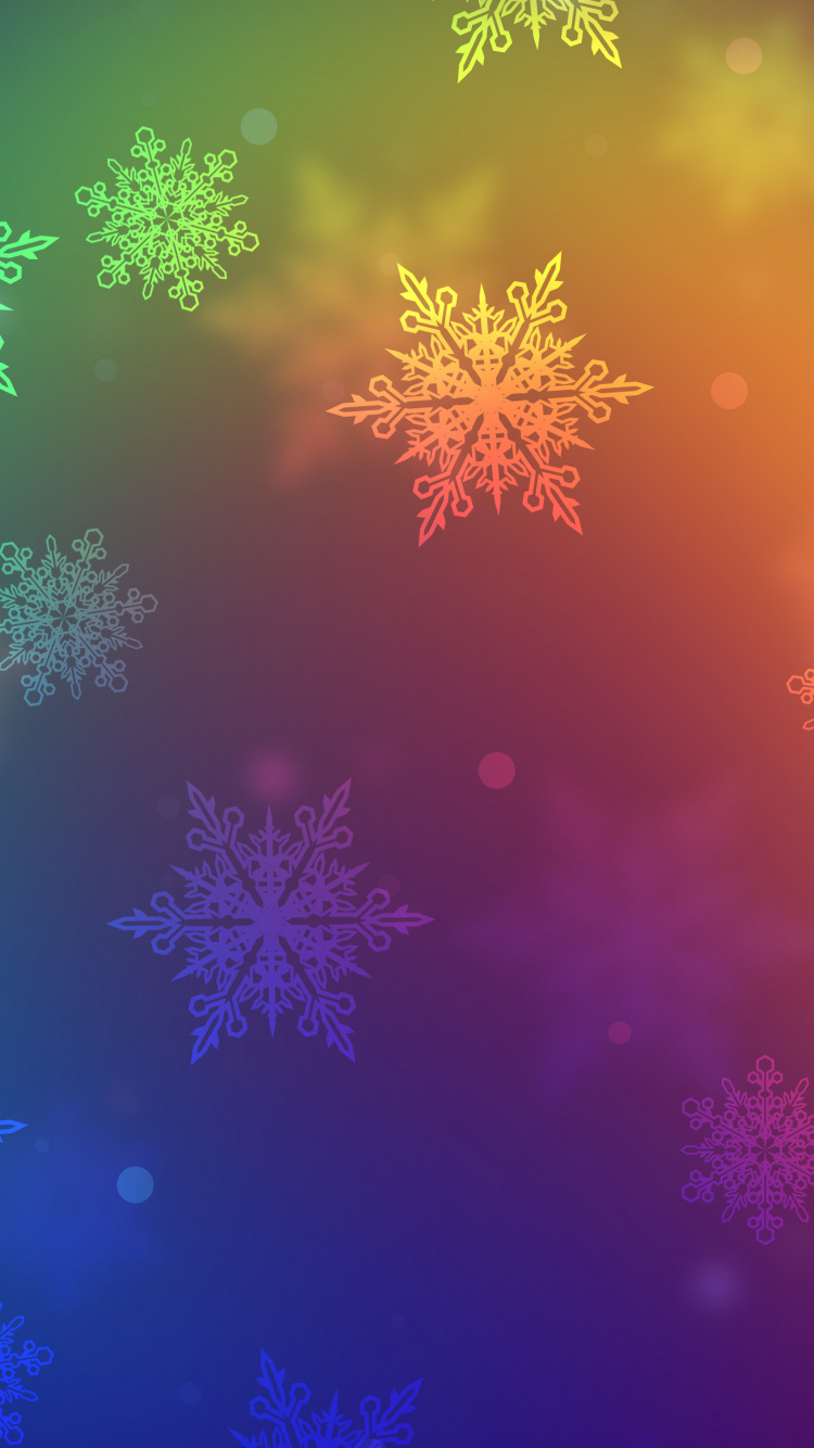Colorful Snowflakes, Snowflake, Rainbow, Color Gradient, Water. Wallpaper in 750x1334 Resolution