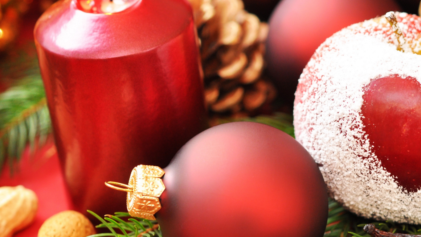 Weihnachten, Neujahr, Christmas Ornament, Weihnachtsdekoration, Apple. Wallpaper in 1366x768 Resolution