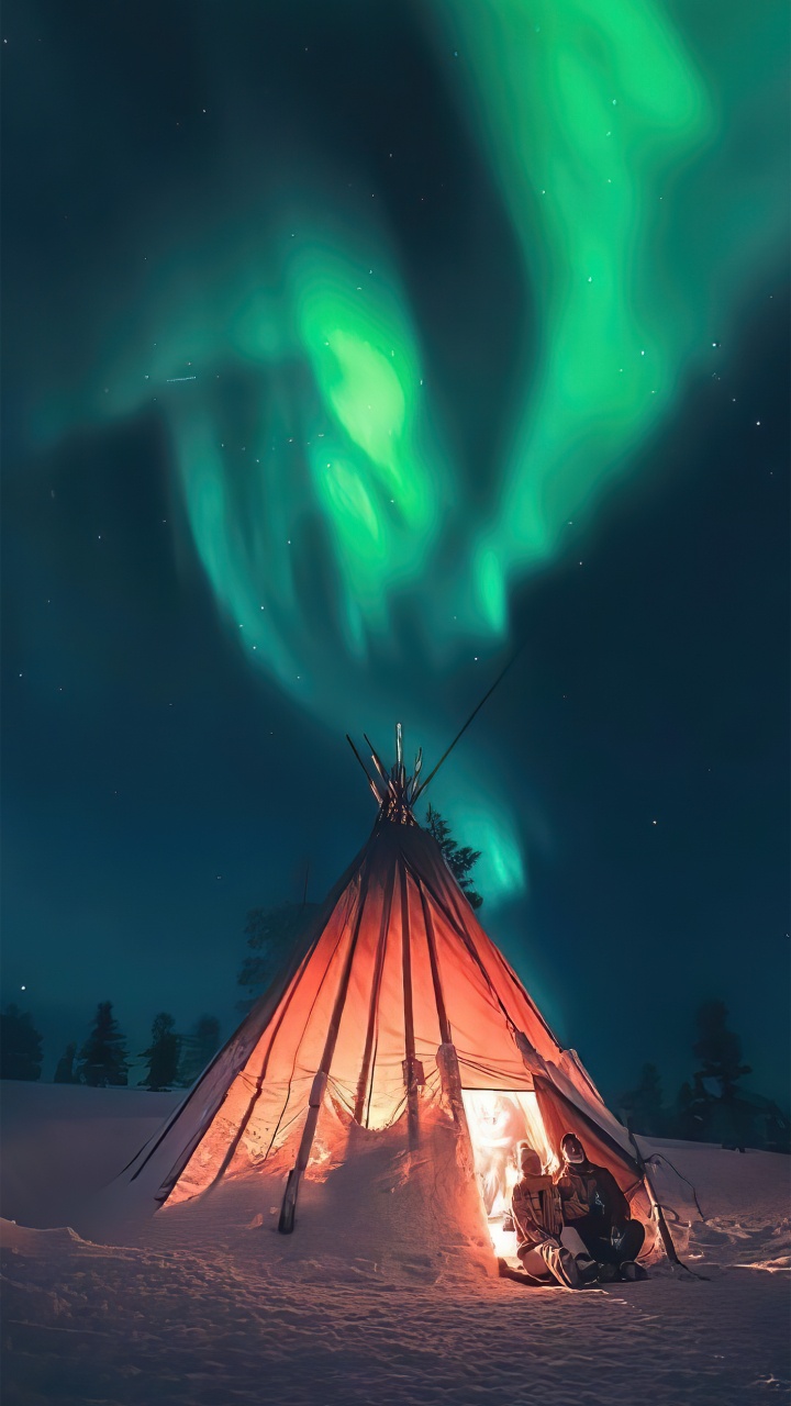 Luz, Aurora, Rovaniemi, Ambiente, Naturaleza. Wallpaper in 720x1280 Resolution