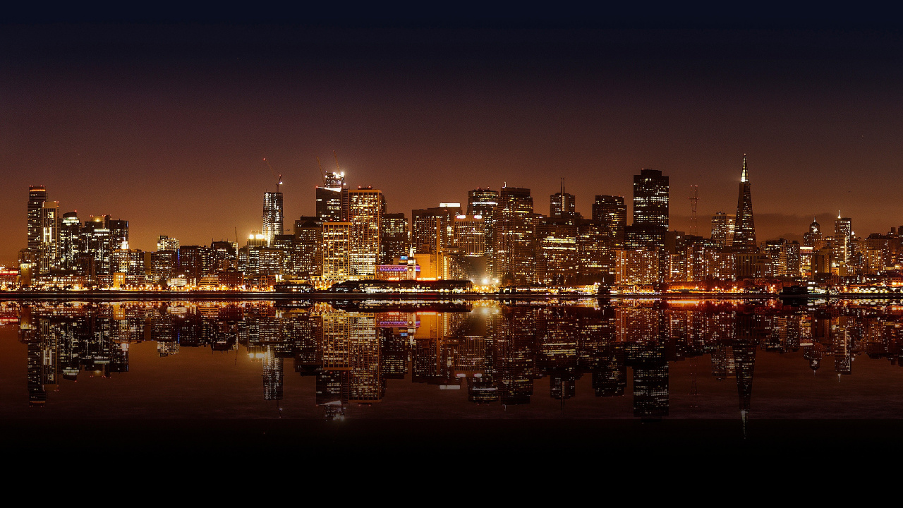 Horizon de la Ville Pendant la Nuit. Wallpaper in 1280x720 Resolution