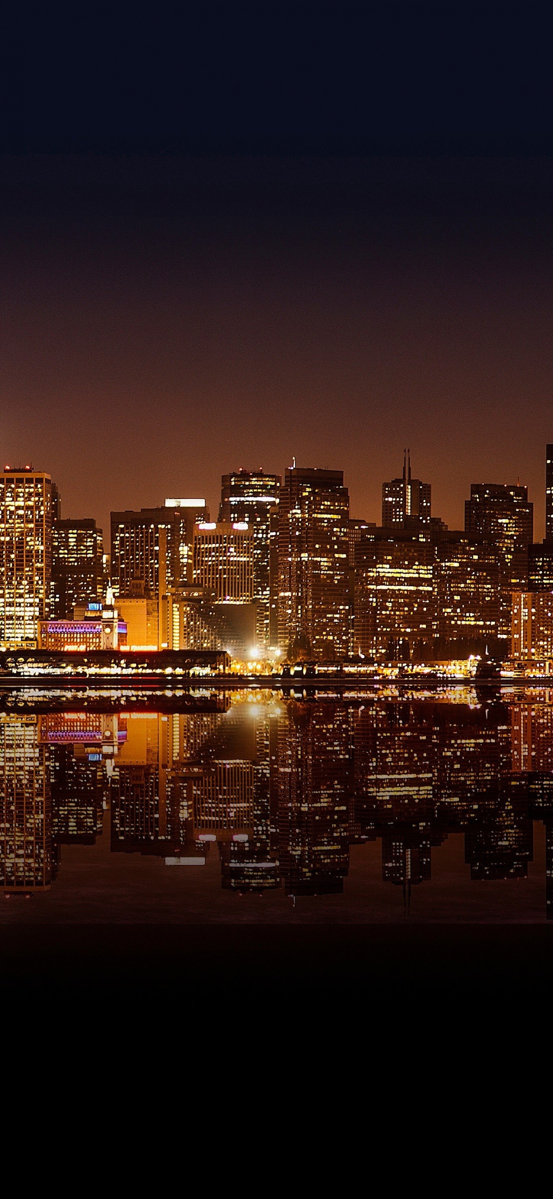 Skyline Der Stadt Bei Nacht Night. Wallpaper in 1125x2436 Resolution