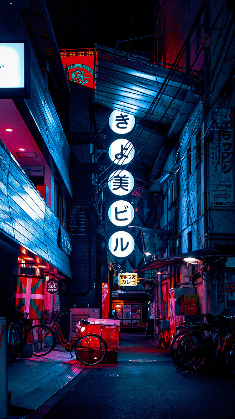 Calles de Tokio Cyberpunk, Tokio, Cyberpunk 2077, Cyberpunk, Neumatico. Wallpaper in 750x1334 Resolution