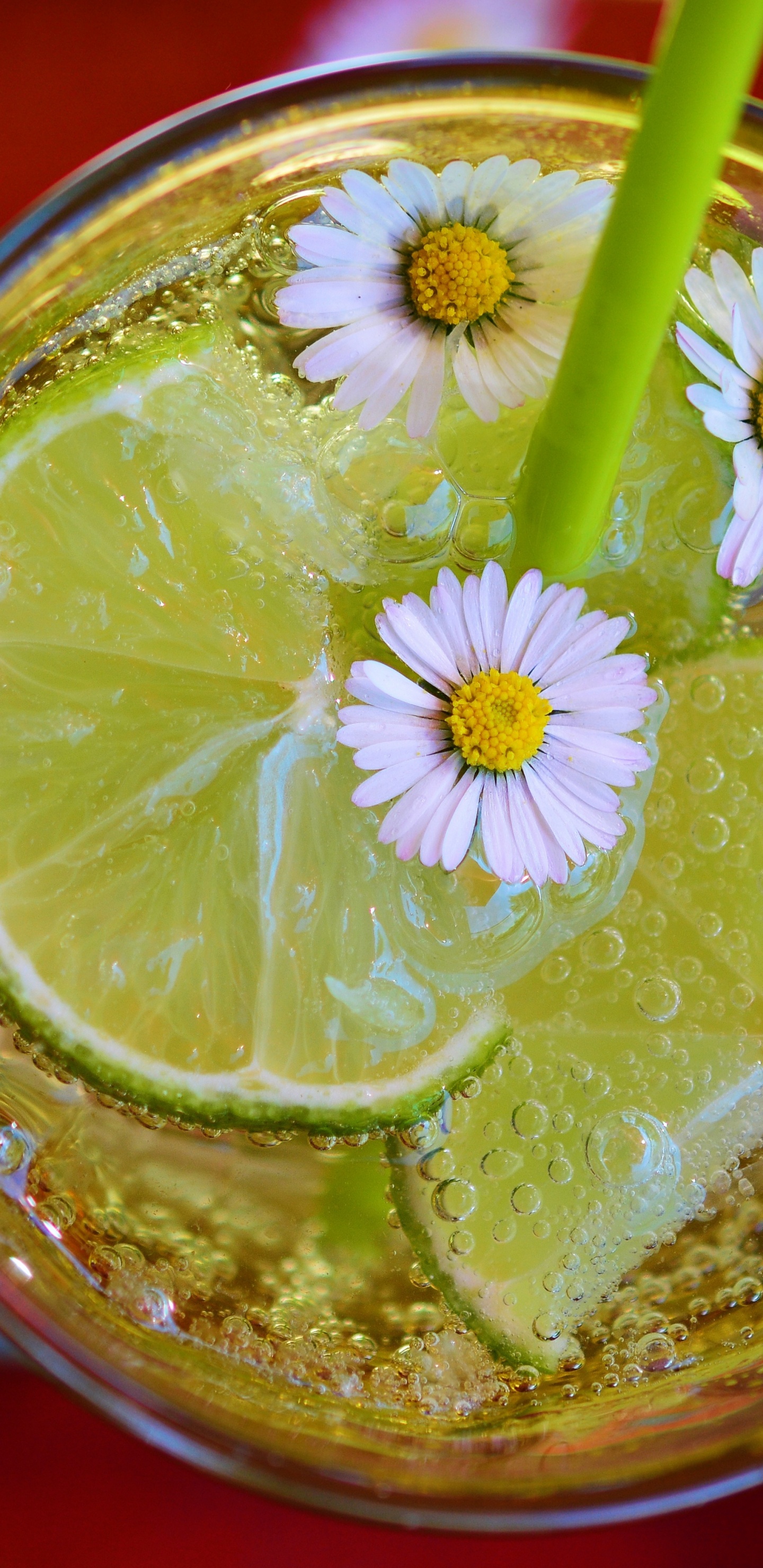 Clear Drinking Glass With Yellow Straw. Wallpaper in 1440x2960 Resolution