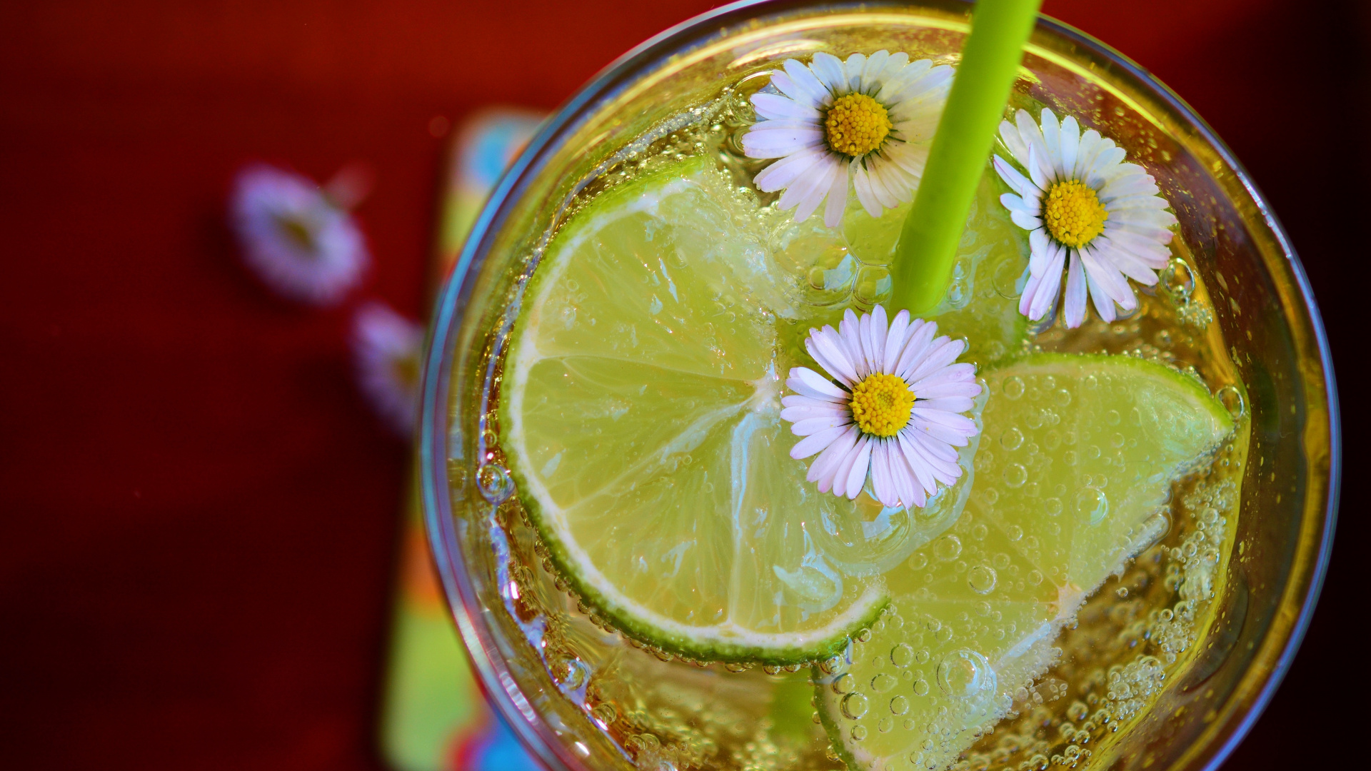 Clear Drinking Glass With Yellow Straw. Wallpaper in 1920x1080 Resolution