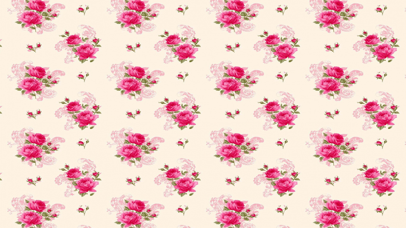 Rosa Und Weißes Florales Textil. Wallpaper in 1366x768 Resolution