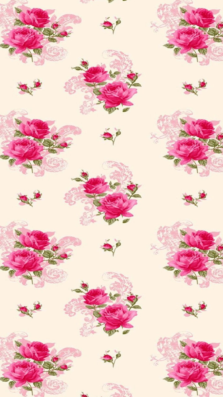 Rosa Und Weißes Florales Textil. Wallpaper in 720x1280 Resolution