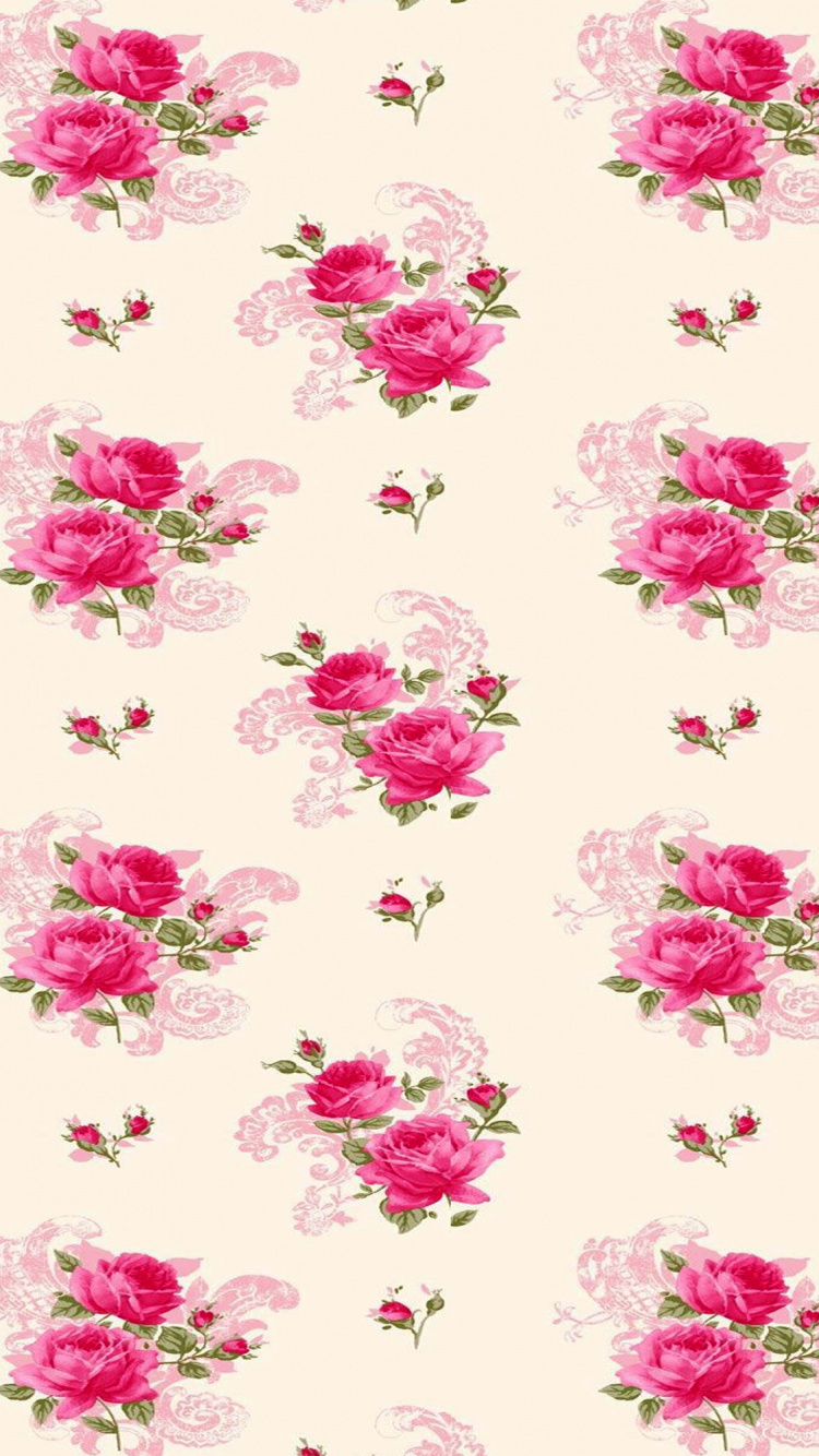 Pink and White Floral Textile. Wallpaper in 750x1334 Resolution