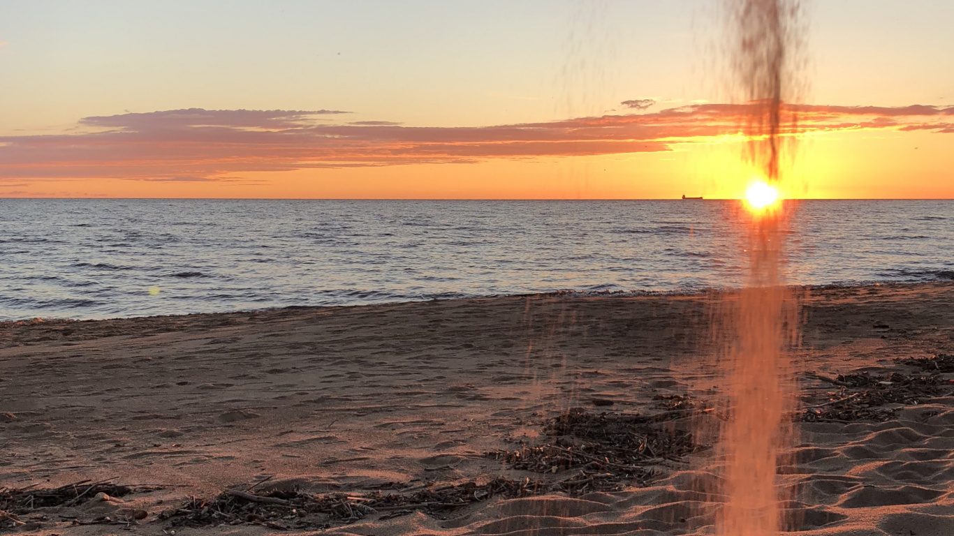 Sea, Water, Sunrise, Body of Water, Fluid. Wallpaper in 1366x768 Resolution