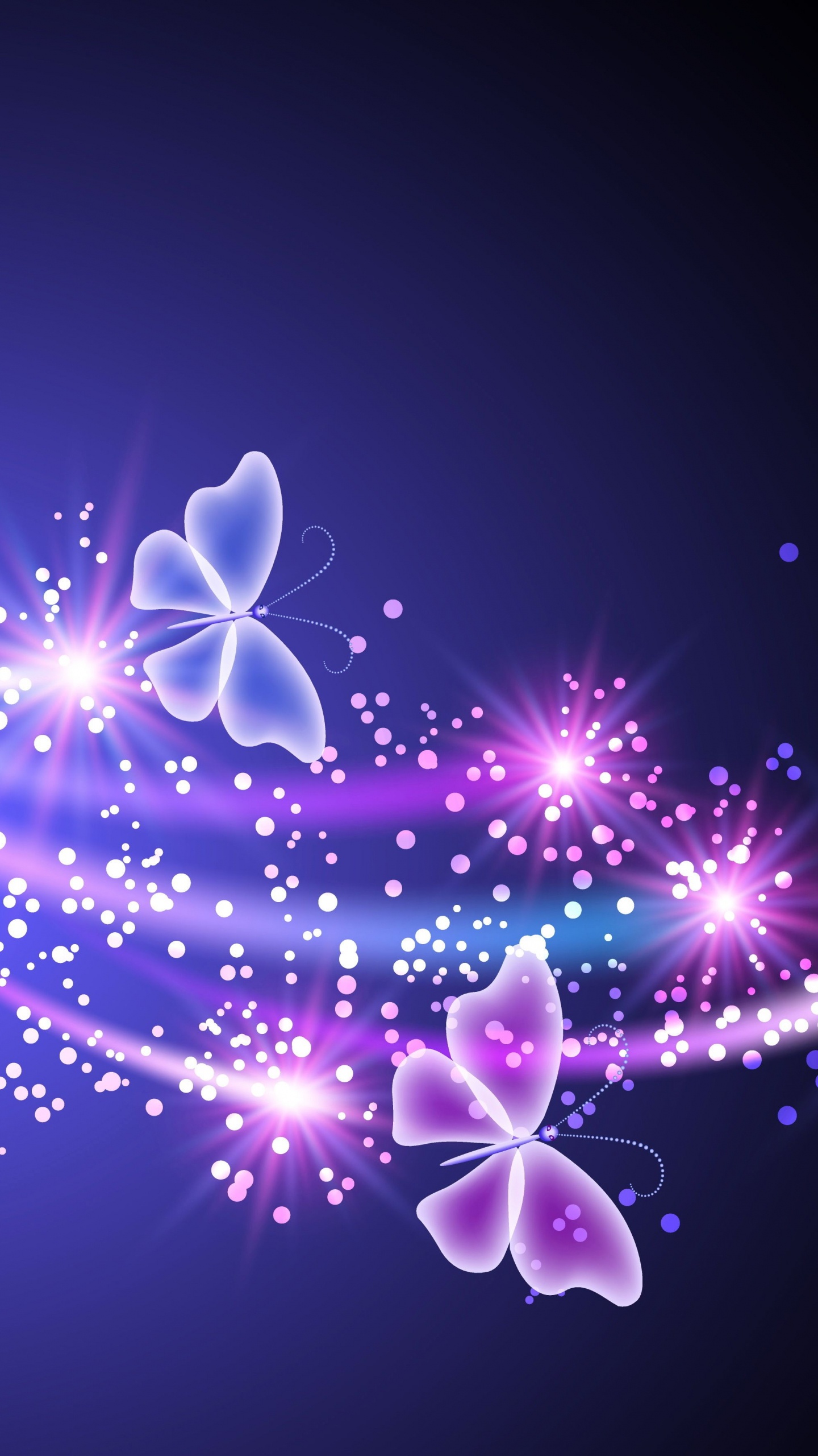 Ilustración de Mariposa Púrpura y Blanca. Wallpaper in 1440x2560 Resolution