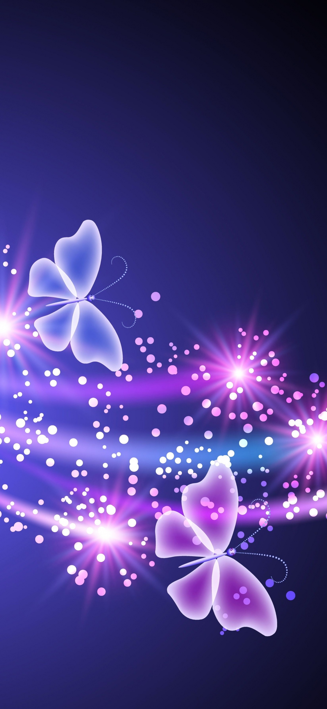 Purple and White Butterfly Illustration. Wallpaper in 1125x2436 Resolution