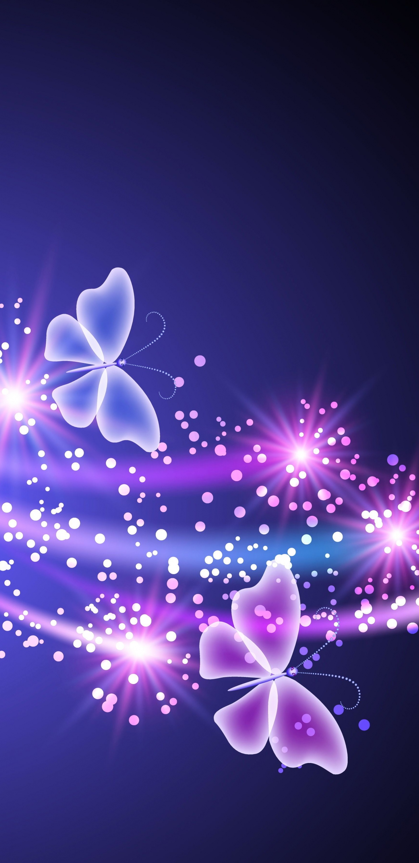Illustration de Papillon Violet et Blanc. Wallpaper in 1440x2960 Resolution