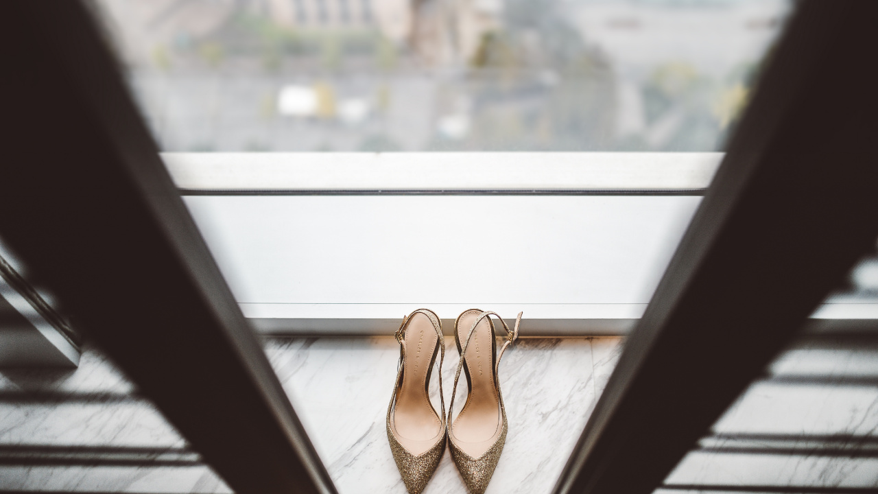 Brown and White Peep Toe Sandals. Wallpaper in 1280x720 Resolution