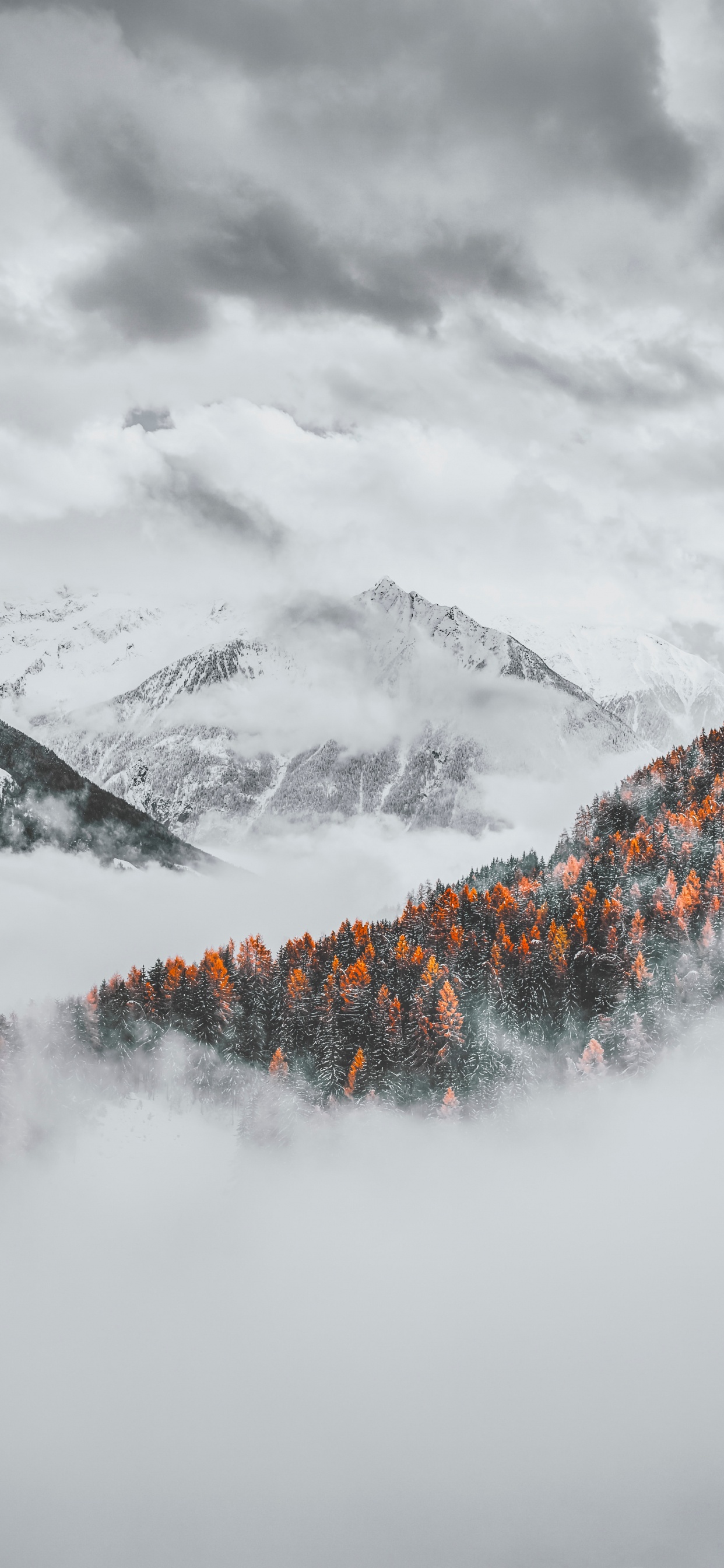 Cloud, Snow, Winter, Mountainous Landforms, Mountain. Wallpaper in 1242x2688 Resolution