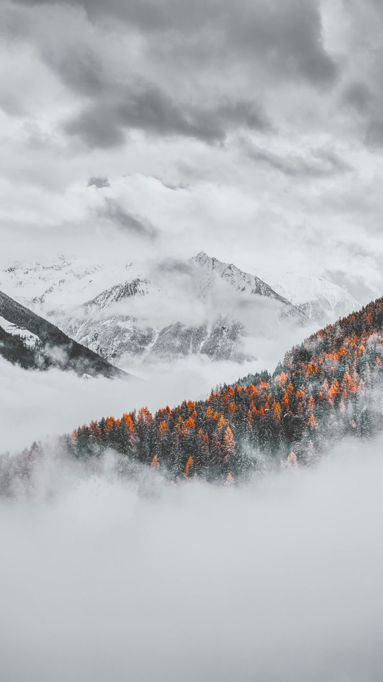 Cloud, Schnee, Winter, Bergigen Landschaftsformen, Natur. Wallpaper in 750x1334 Resolution