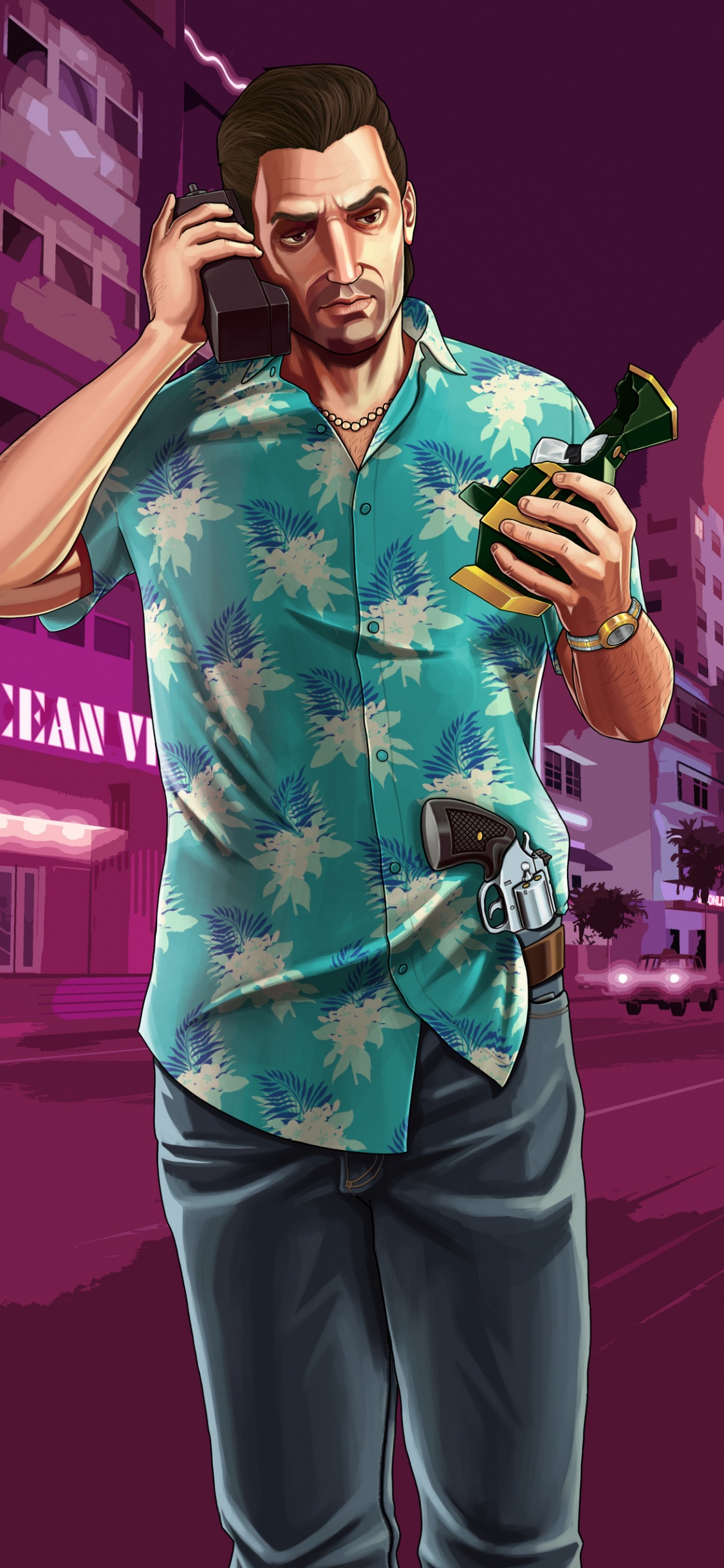 Tommy Vercetti, Grand Theft Auto v, Rosa, Magenta, Artes Creativas. Wallpaper in 1125x2436 Resolution