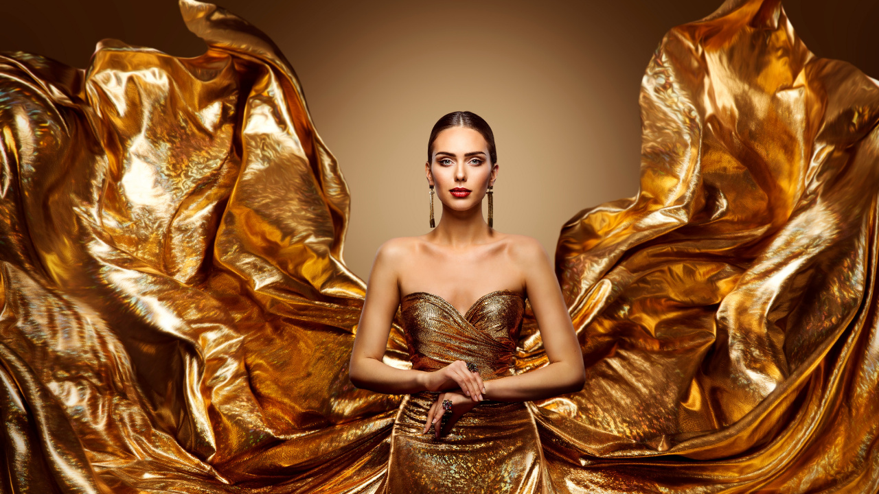 Or, Robe, Mode, Beauté, Métal. Wallpaper in 1280x720 Resolution