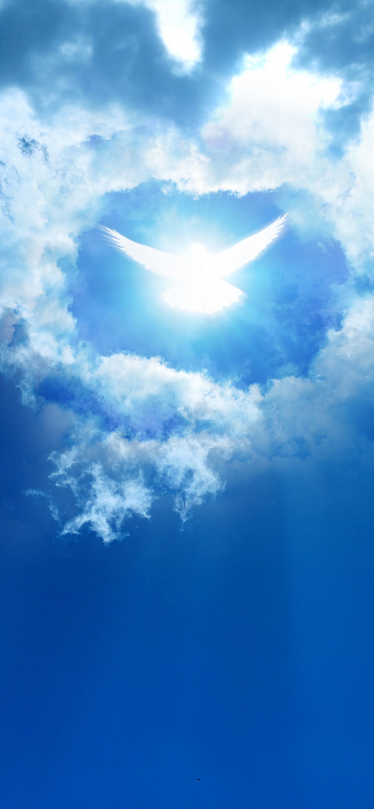White Clouds and Blue Sky. Wallpaper in 1242x2688 Resolution