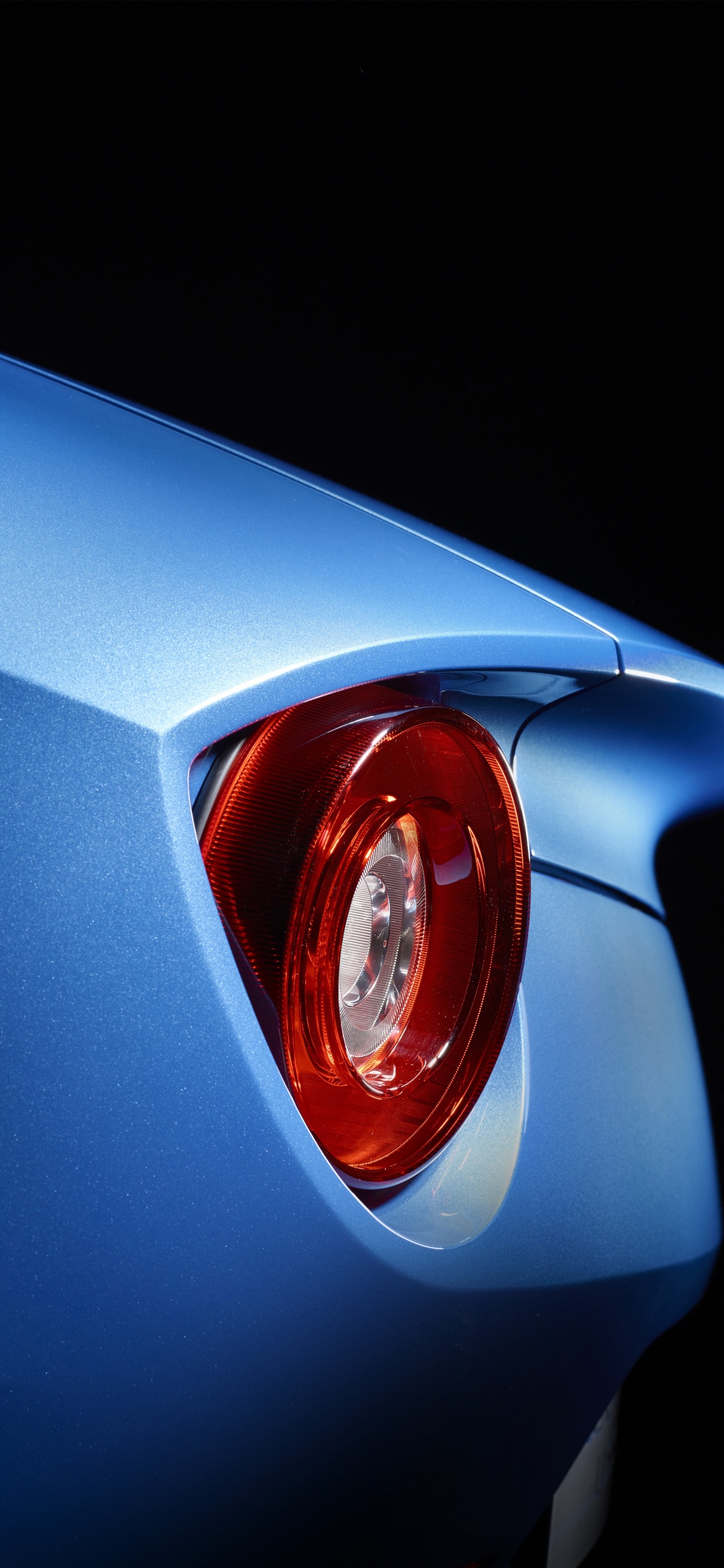 Blue Car With Red Light. Wallpaper in 1242x2688 Resolution