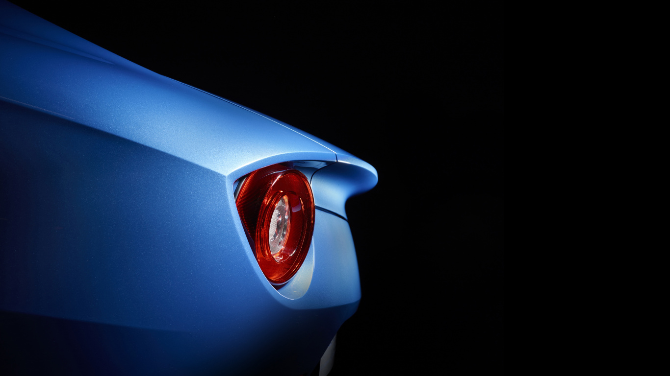Blue Car With Red Light. Wallpaper in 1366x768 Resolution