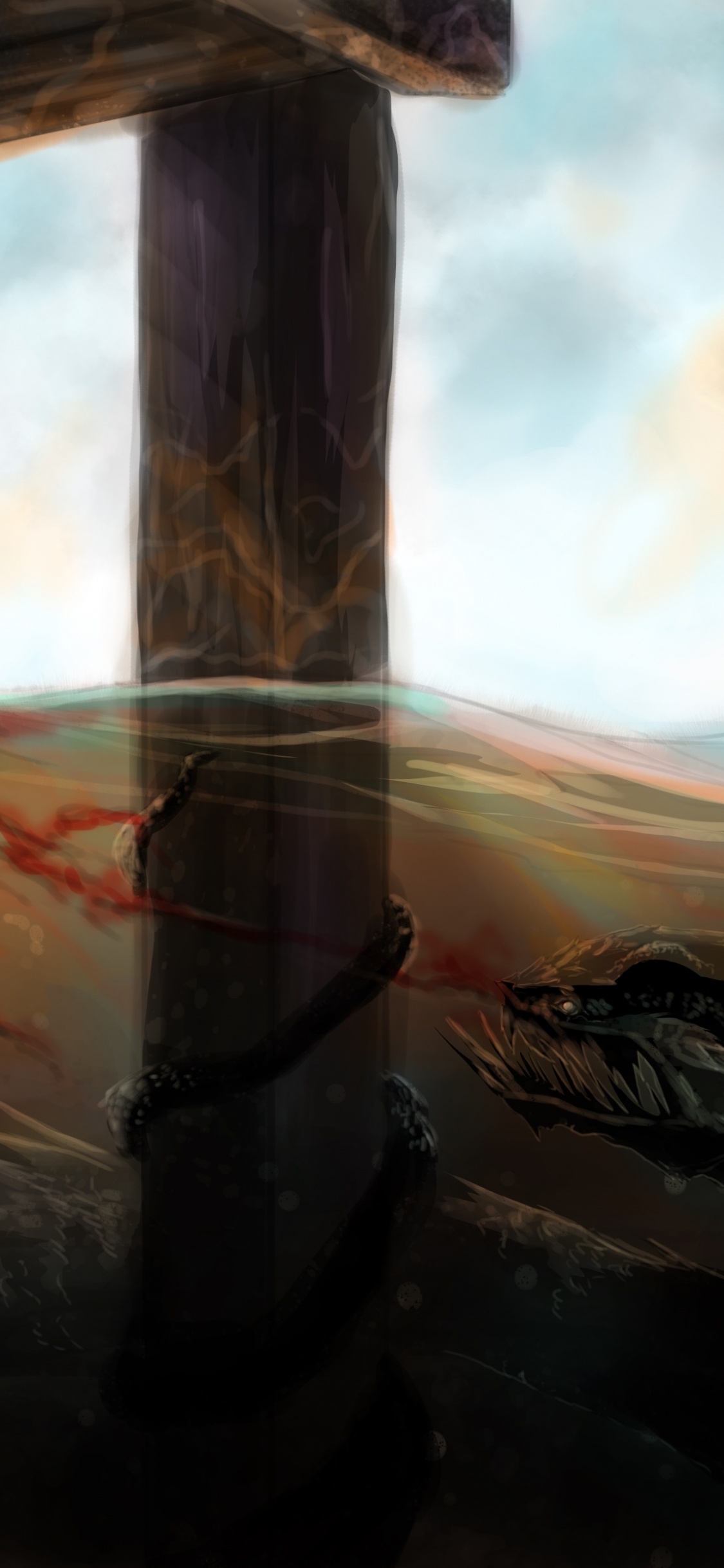 Cruz de Madera Marrón Sobre Formación Rocosa Marrón Bajo Las Nubes Blancas y el Cielo Azul Durante el Día. Wallpaper in 1125x2436 Resolution