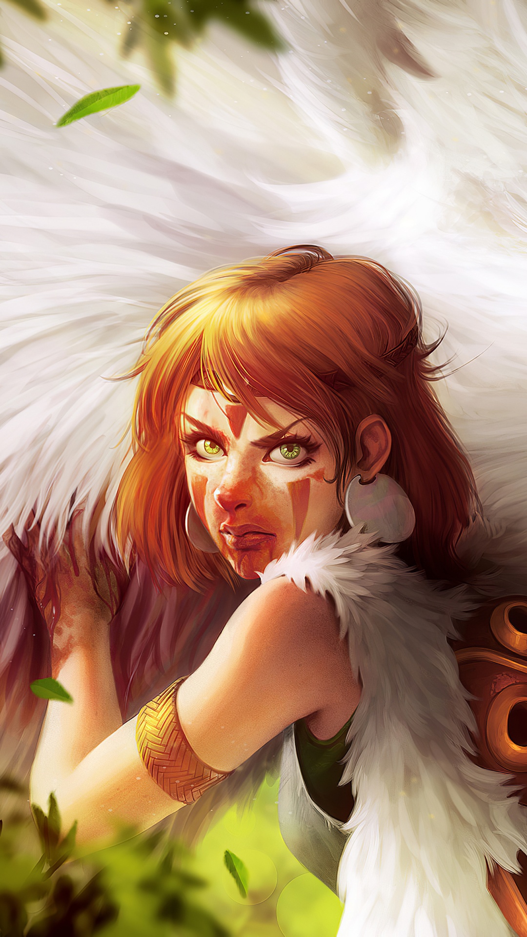 Prinzessin Mononoke, Kopf, Illustration, Mythologie, Kunst. Wallpaper in 1080x1920 Resolution