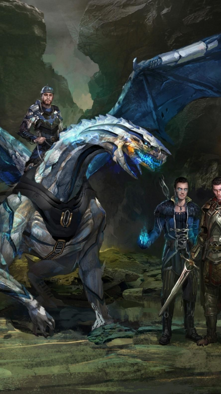 3 Hommes en Costume Noir et Rouge Tenant un Dragon Bleu et Blanc. Wallpaper in 750x1334 Resolution