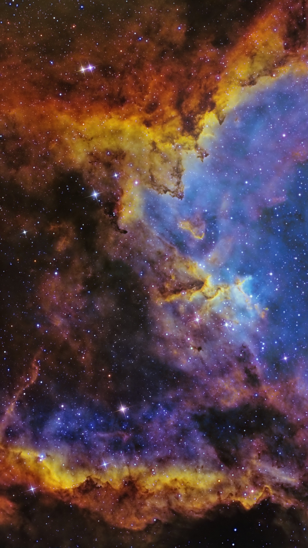 Illustration de la Galaxie Bleue et Brune. Wallpaper in 1080x1920 Resolution